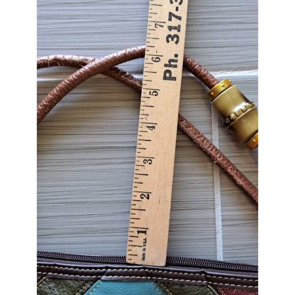 Chaos Multicolor Patchwork Leather Shoulder Bag Tassel Detail Festival Boho - Picture 11 of 12